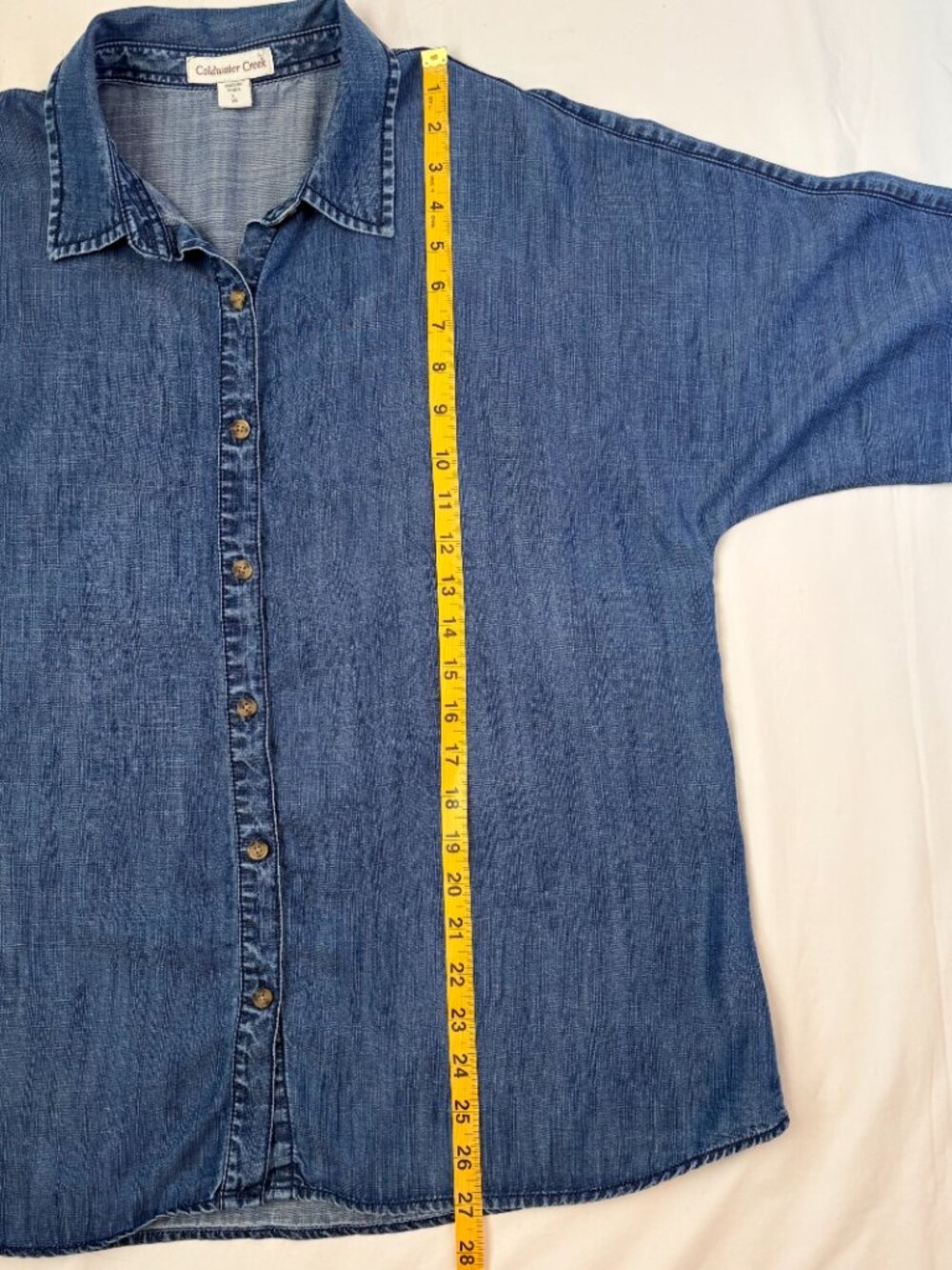 Coldwater Creek Tencel Denim 3/4 Dolman Button Sleeve Shirt Large - Picture 9 of 10